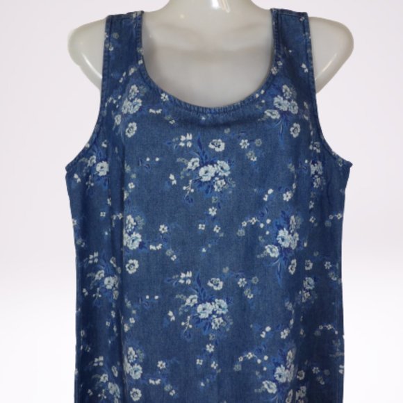 Coldwater Creek Denim Blue Floral VACATION… - Picture 10 of 13